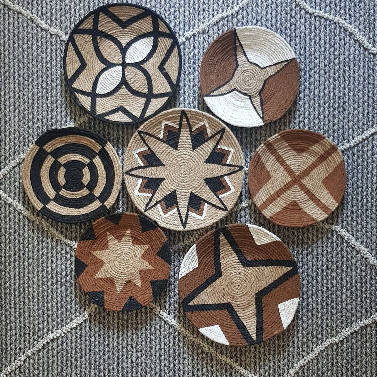 Additional view of Earth-Tone Wicker Wall Plates — Set of 7