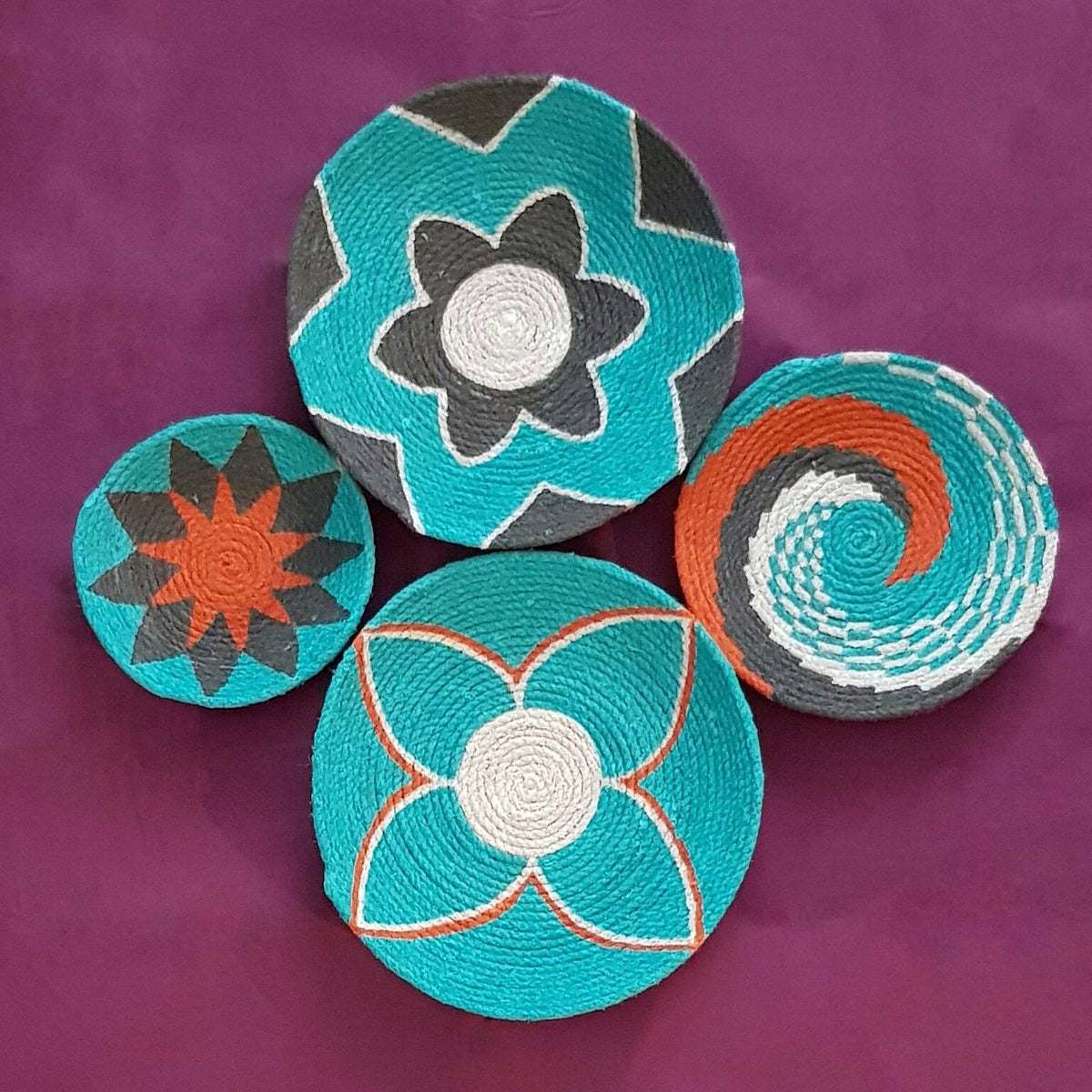 Handmade Wicker Wall Plates — Set of 4, alternate product view