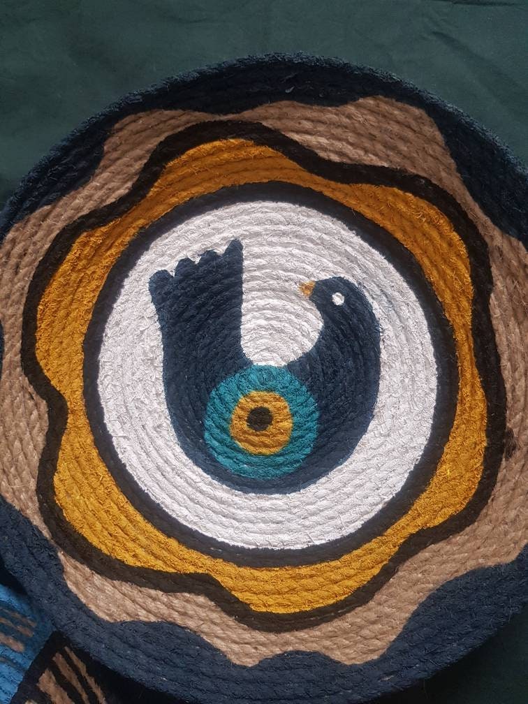 Blue & Yellow Evil Eye Wall Plates — Set of 5, additional product image