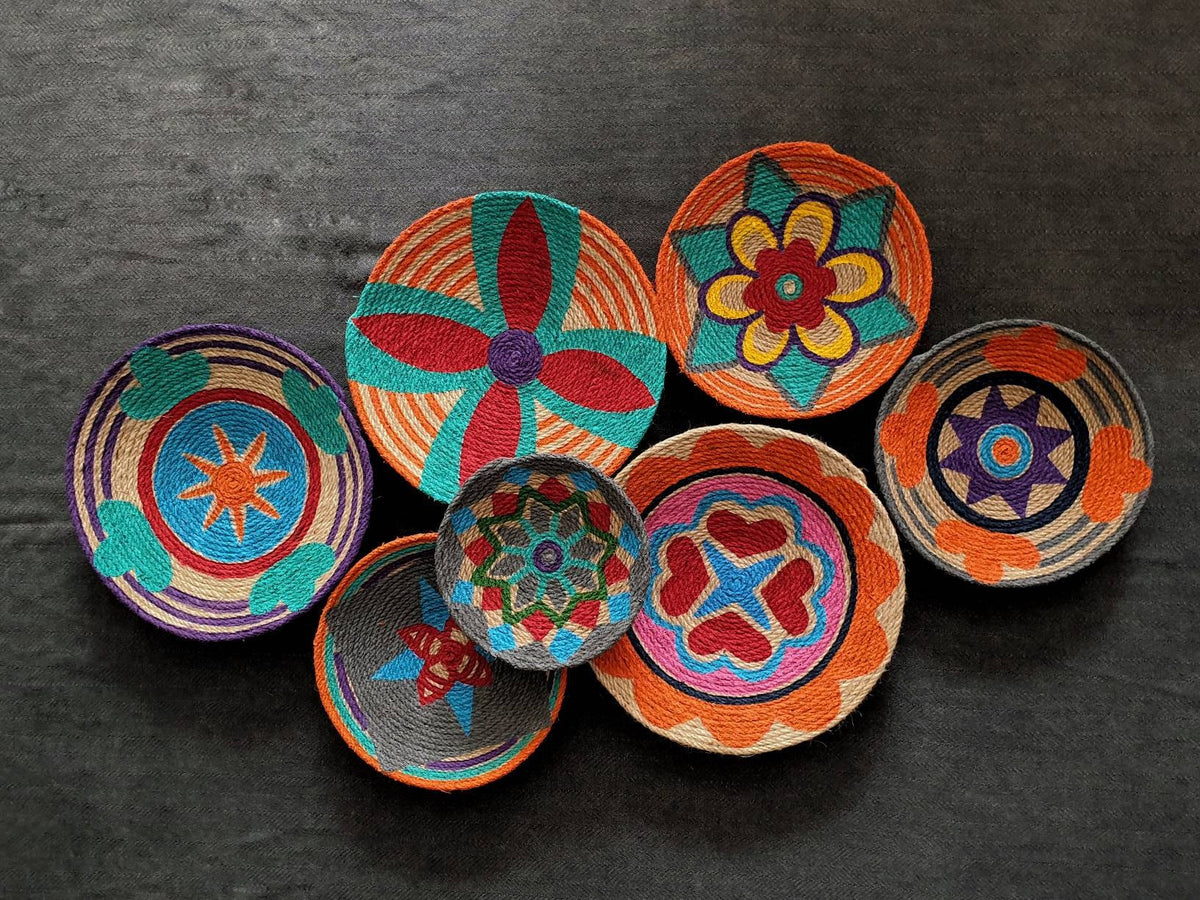 Colorful Natural Wall Plates — Set of 7 by Sarmal Design
