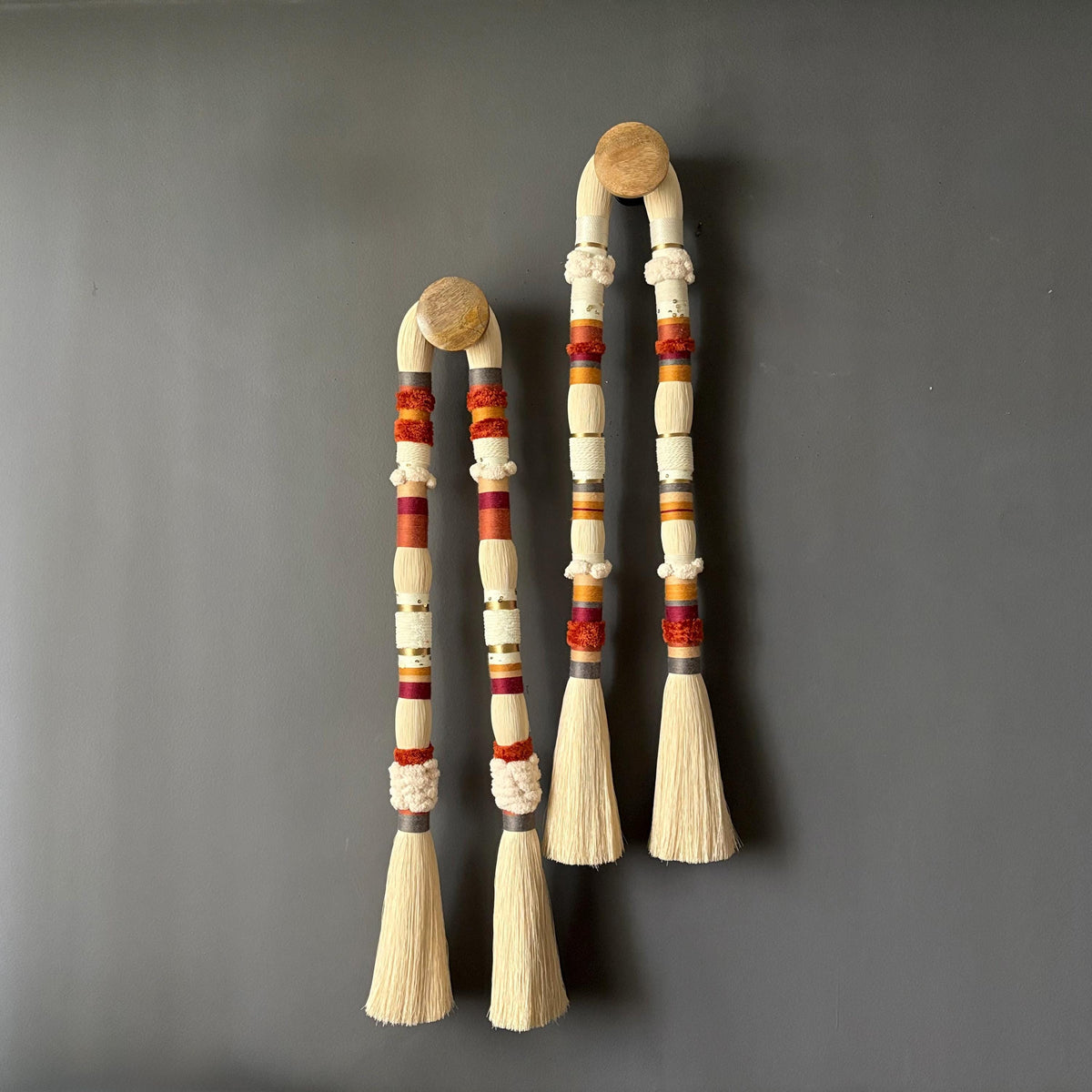 Sculptural Cotton & Wood Wall Hanging — 15 × 100 cm, additional product image