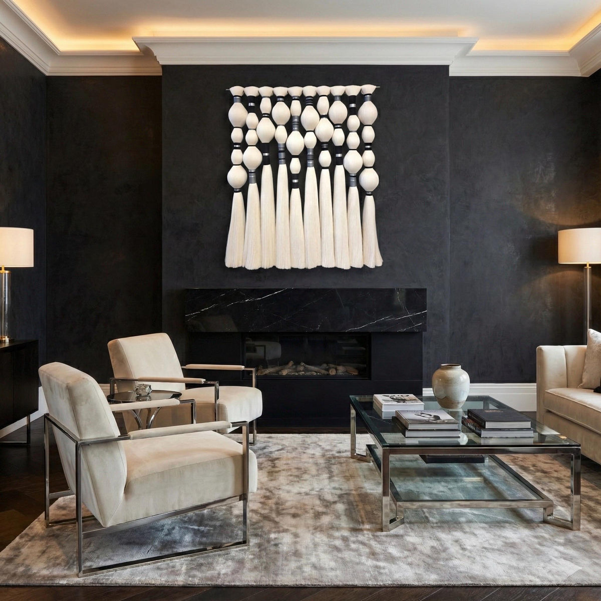 Additional view of Silver-Tone Fiber Wall Tapestry — 90 × 100 cm
