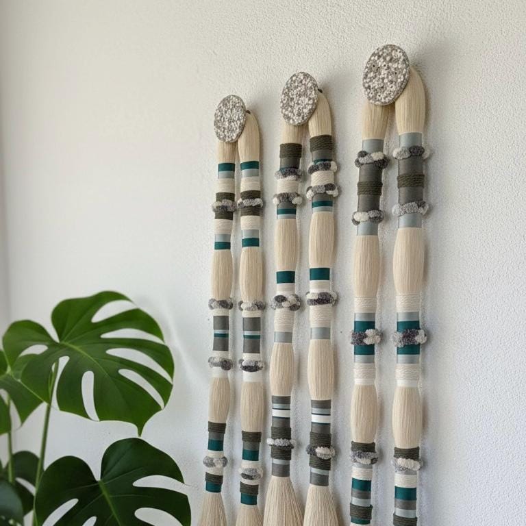 Sculptural Fiber Wall Columns — Set of 3 by Sarmal Design