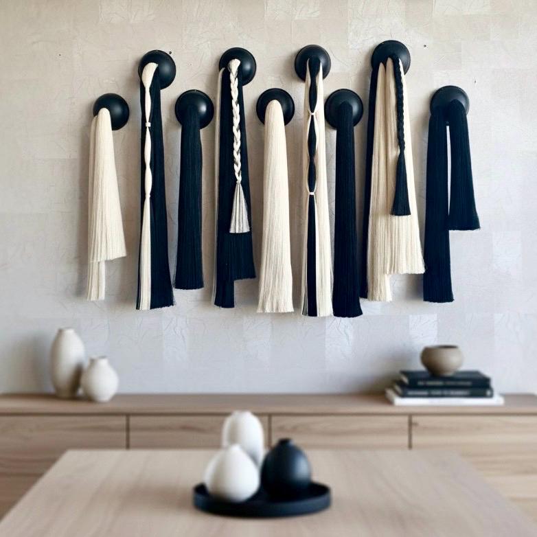 Additional view of Black & White Cotton Wall Installation — Set of 9