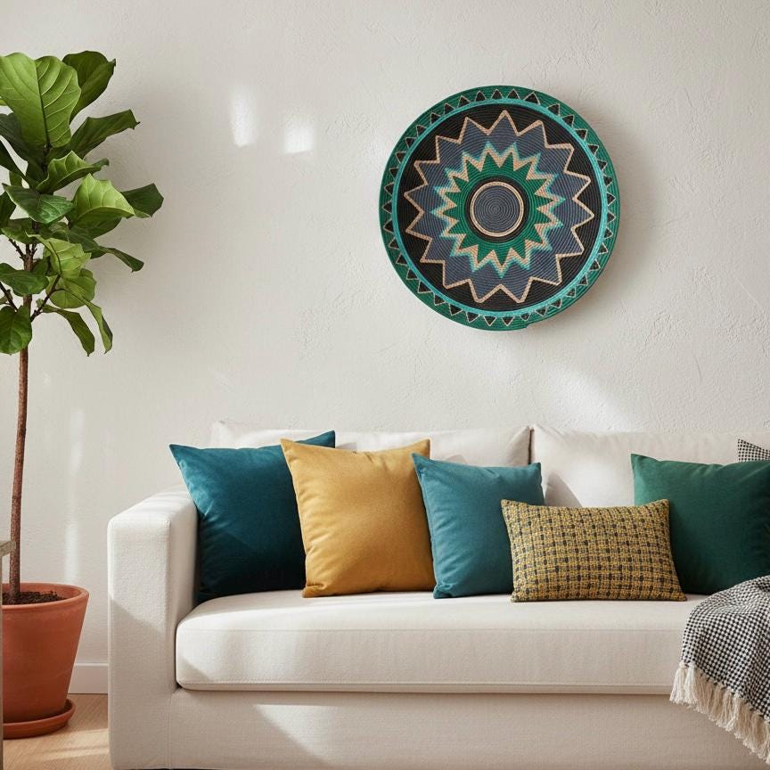 Anthracite Woven Wall Plate — 60 cm