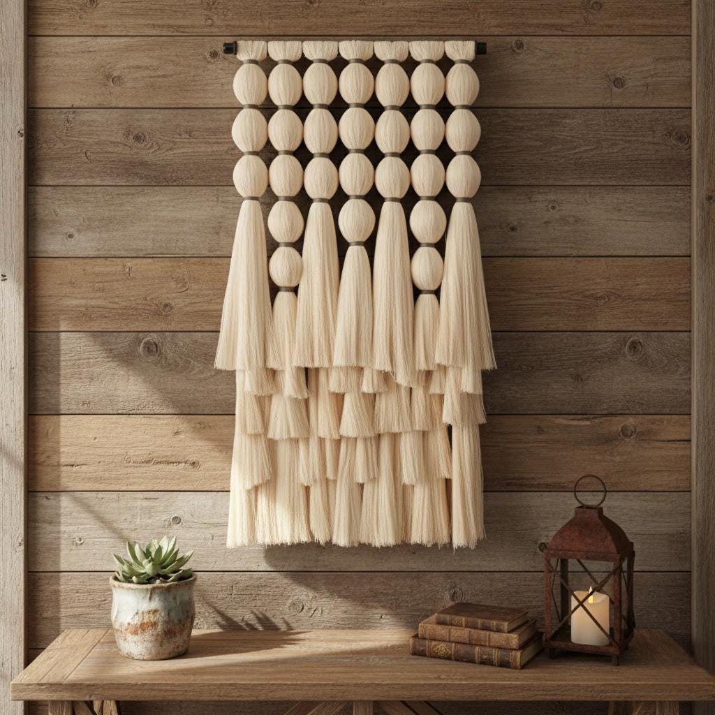 Cotton Tassel Wall Tapestry by Sarmal Design