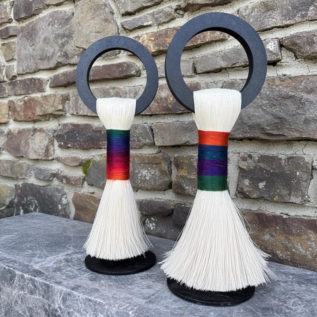 Another view of Cotton and Wood Art Sculptures — Set of 2