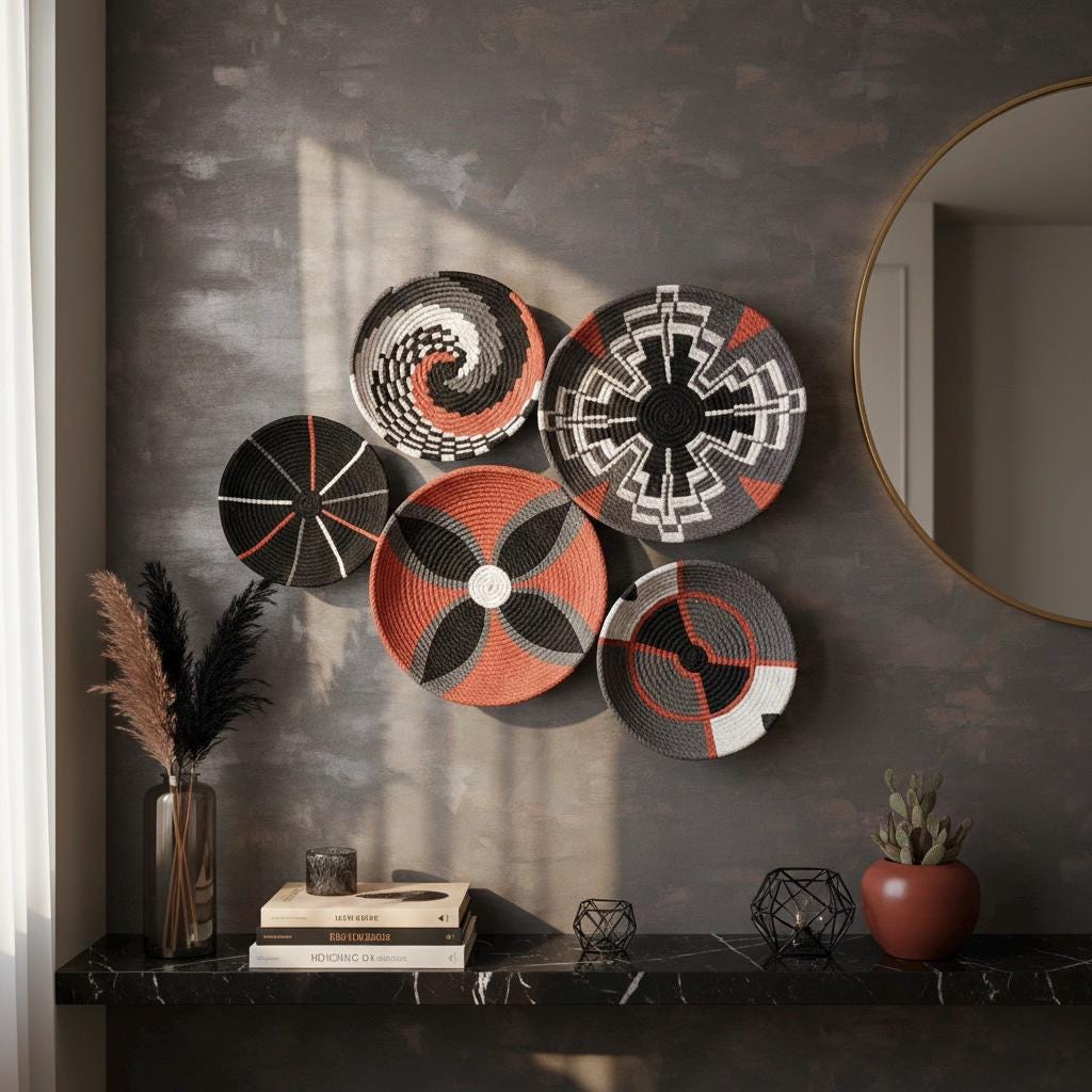 Personalized Hand-Painted Wicker Wall Plate by Sarmal Design