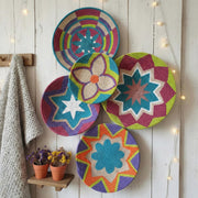 Hand-Painted Natural Wall Plates — Set of 5