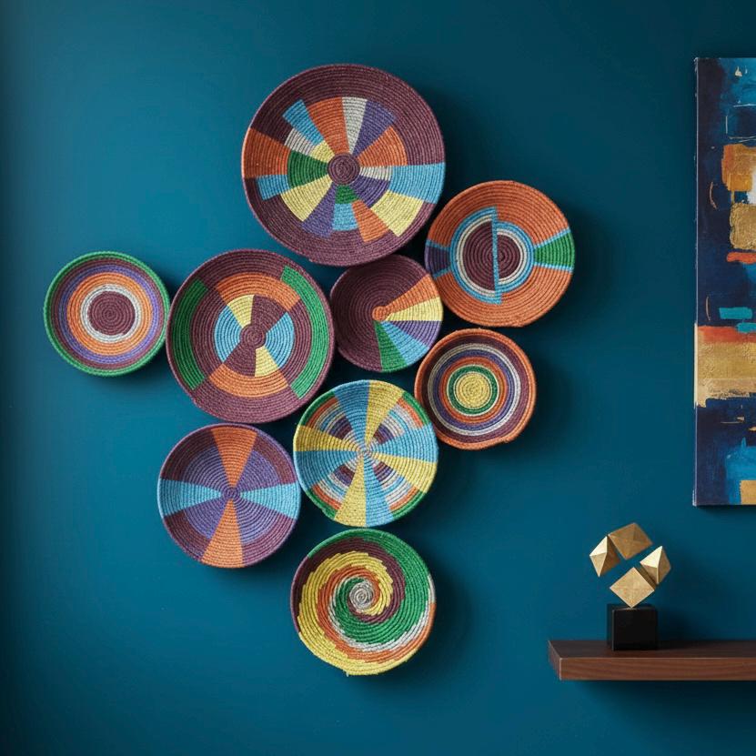 Colorful Wicker Wall Plate Collection — Set of 7, additional product image