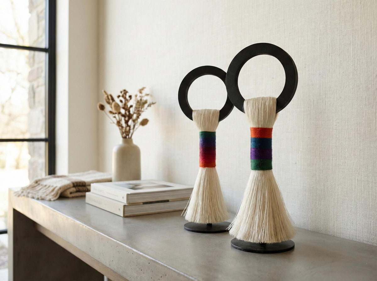 Cotton and Wood Art Sculptures — Set of 2, alternate product view