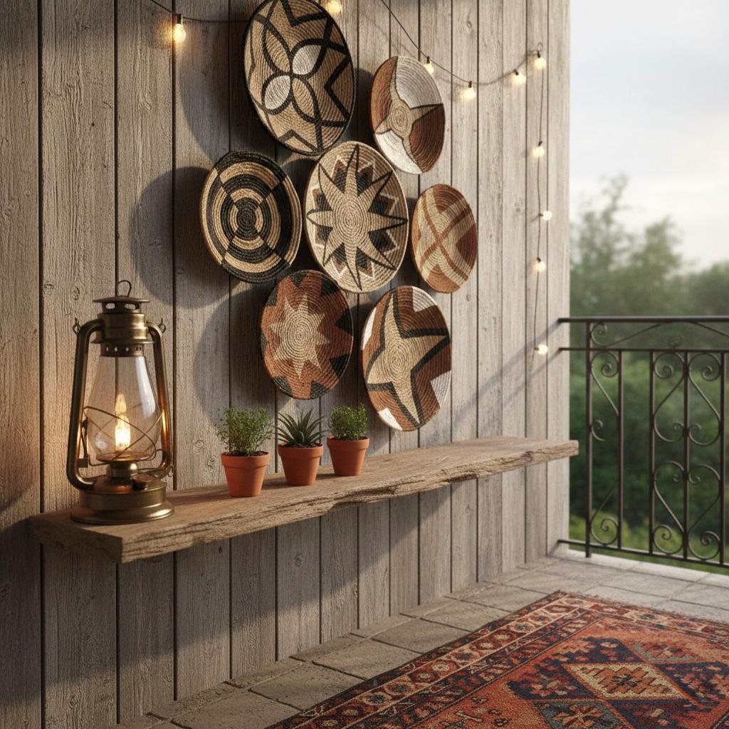 Another view of Earth-Tone Wicker Wall Plates — Set of 7