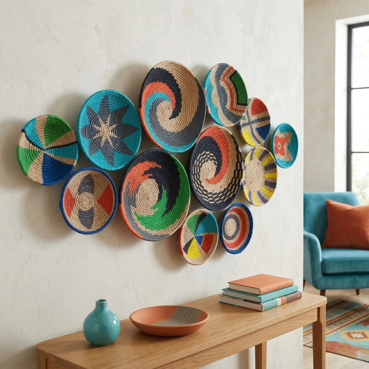 Additional view of Patterned Woven Wall Baskets — Set of 13