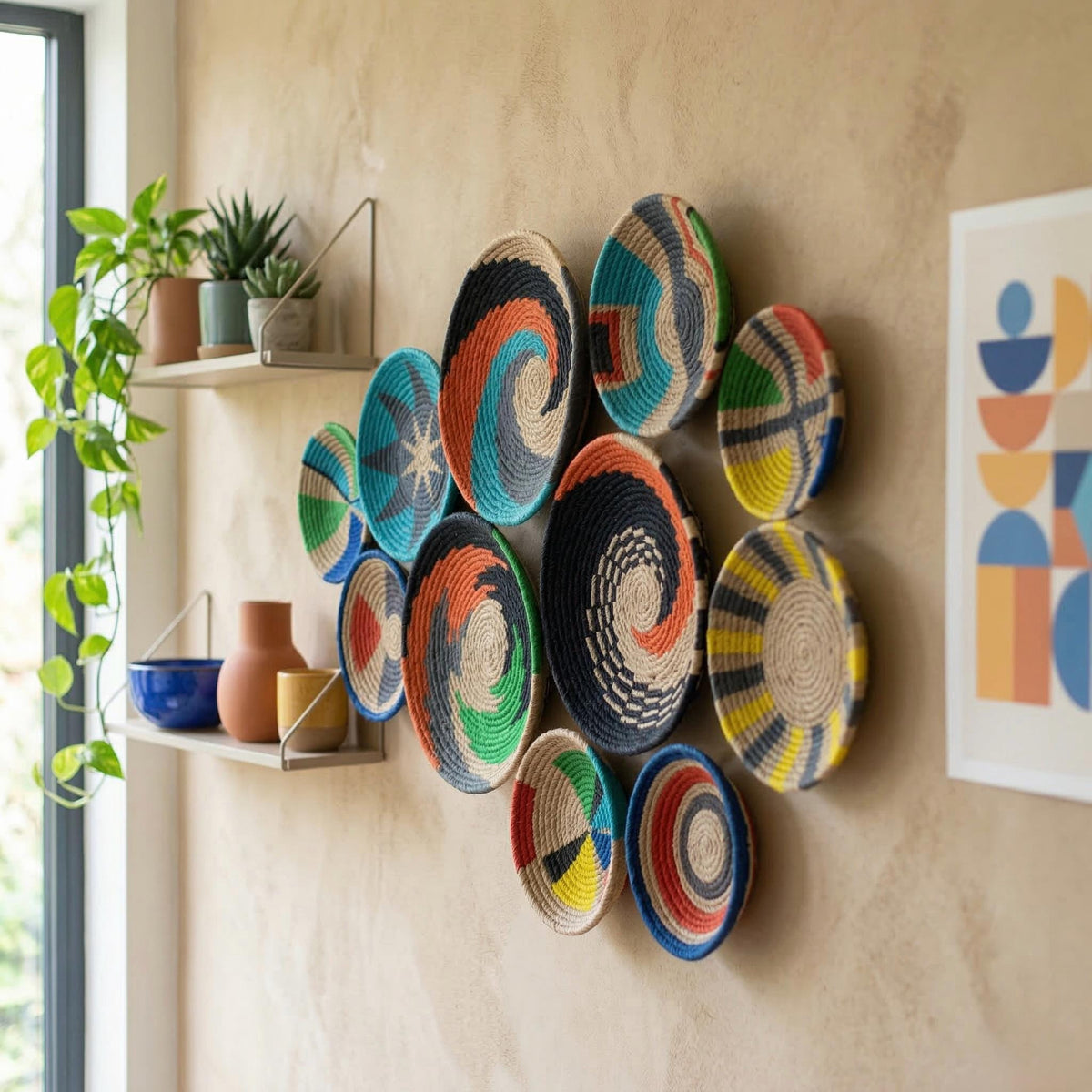Patterned Woven Wall Baskets — Set of 13, alternate product view