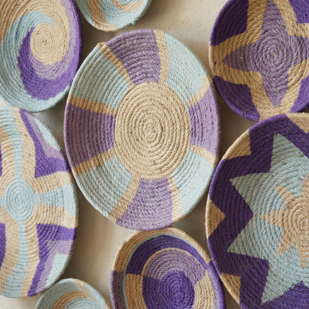 Another view of Purple & Lilac Wicker Wall Plates — Set of 9