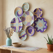 Purple & Lilac Wicker Wall Plates — Set of 9 by Sarmal Design