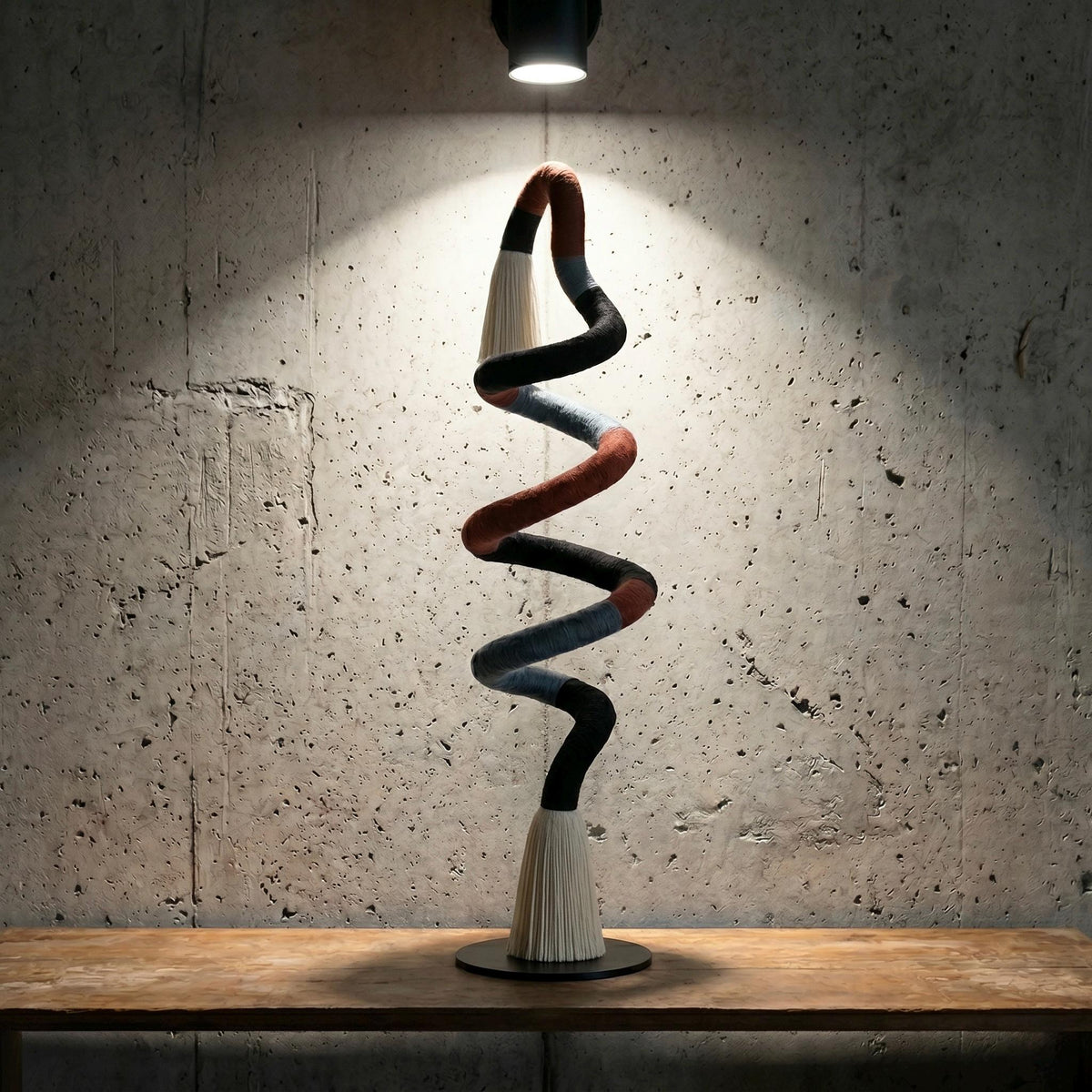 Terracotta and Blue Abstract Fiber Sculpture, additional product image
