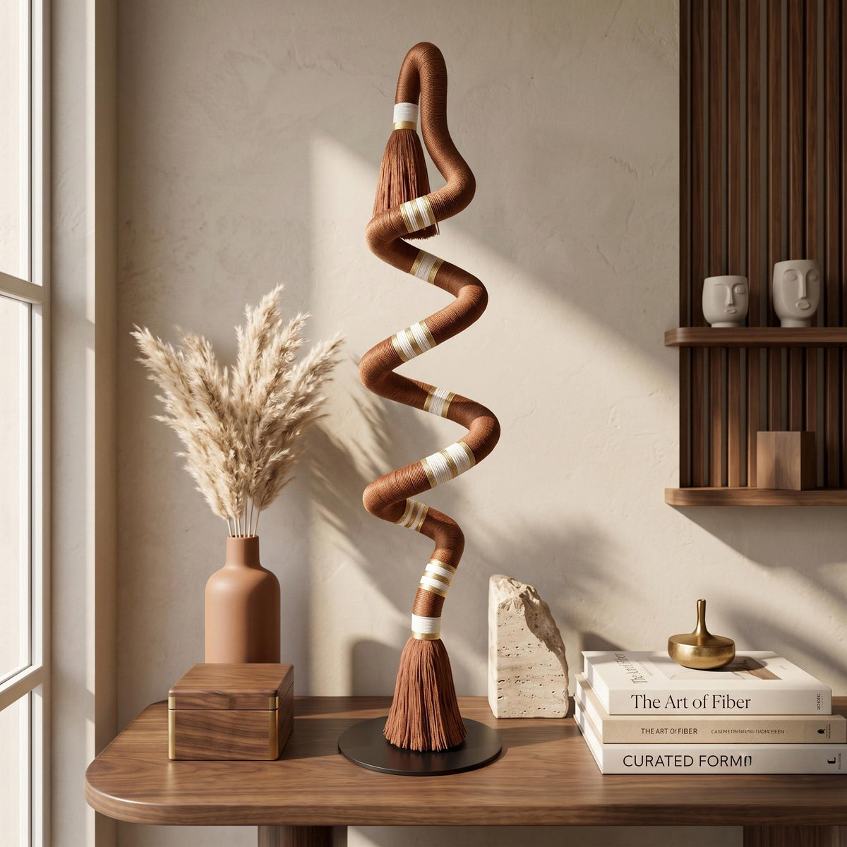Large fiber art object for contemporary interior styling
