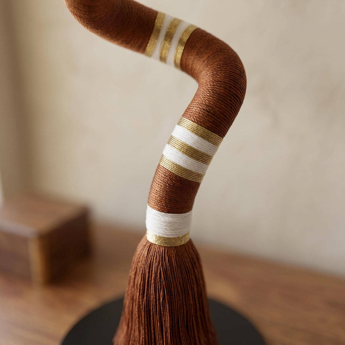 Handmade abstract textile sculpture with soft sculptural curves