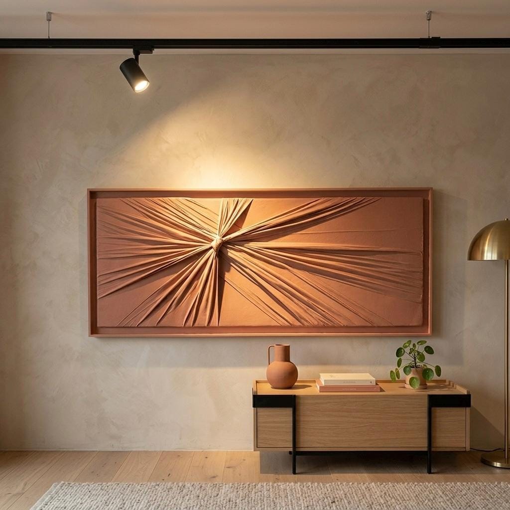 Terracotta Sunburst Relief Canvas Wall Art — 150 × 70 cm
