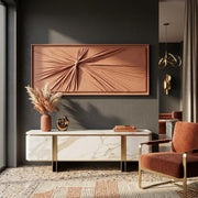 Terracotta Sunburst Relief Canvas Wall Art — 150 × 70 cm