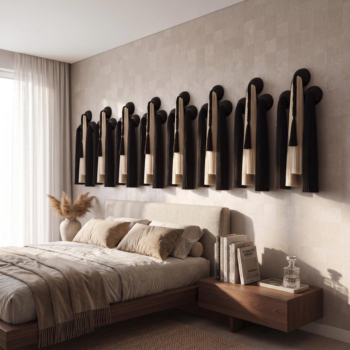 Black & Beige Sculptural Rope Wall Hanging by Sarmal Design