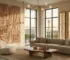 Wall sculpture and wall art displayed in a modern living room